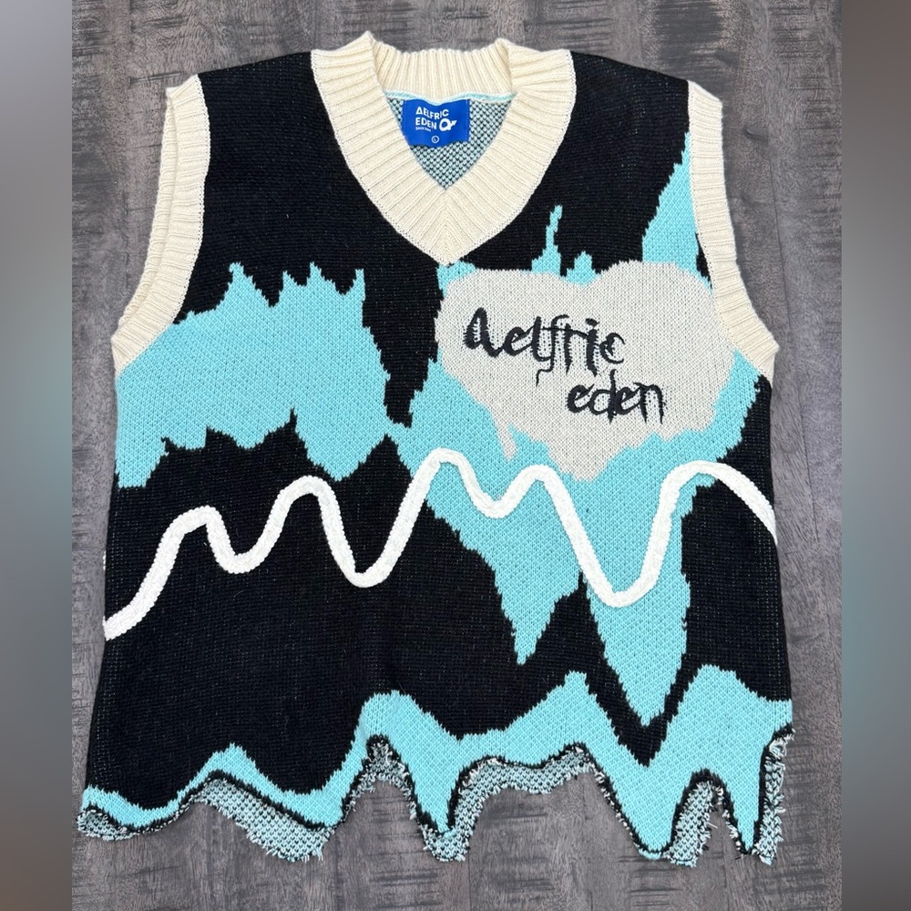 Utopia Africa Designs Black and Blue Knit Vest